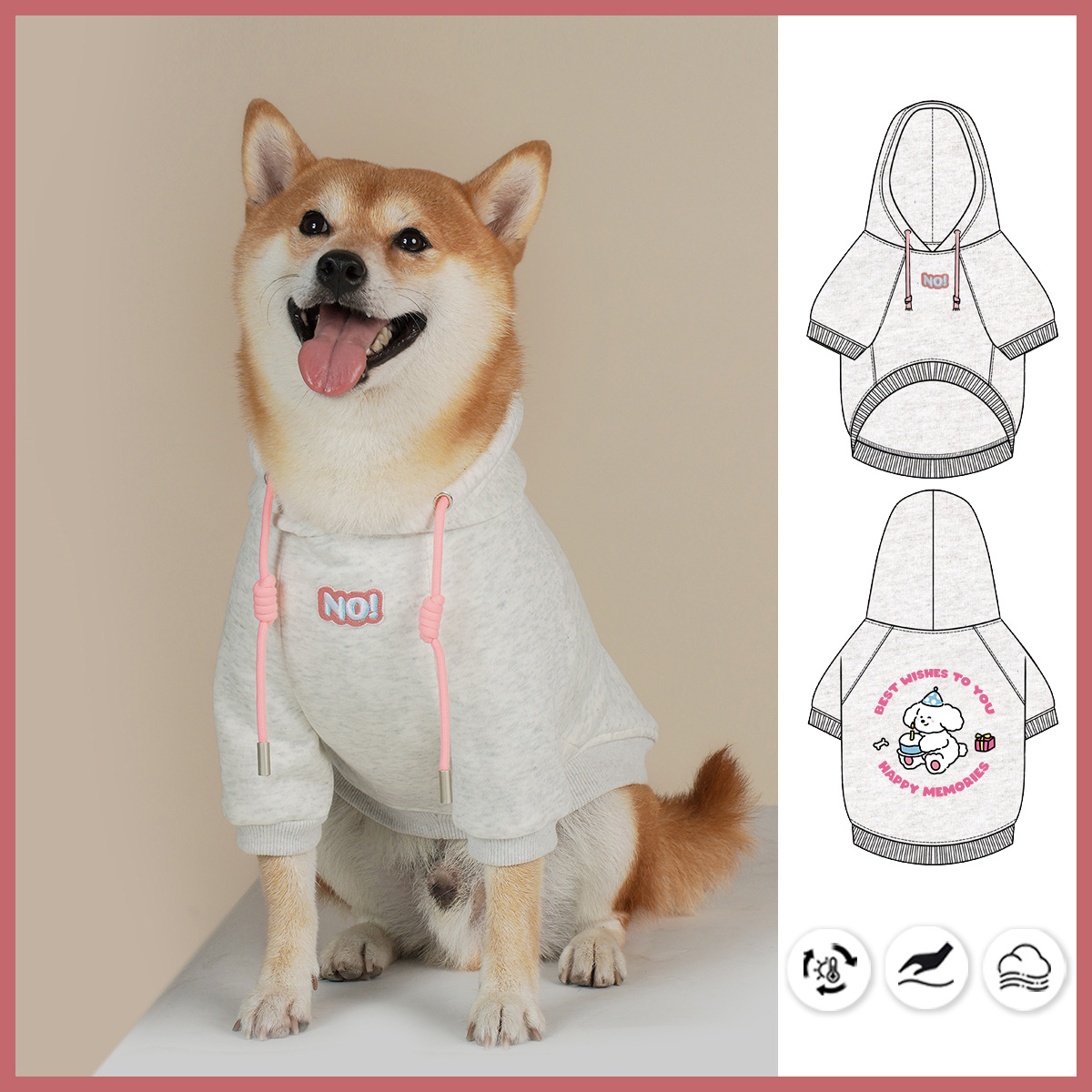 Fleece-lined hooded sweatshirt for pets in autumn and winter